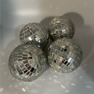 Set of 4 Silver Disco Balls